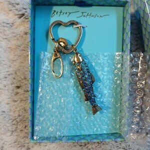 Betsey Johnson Crystal Sardine Fish Key Fob / Bag Charm NIB
